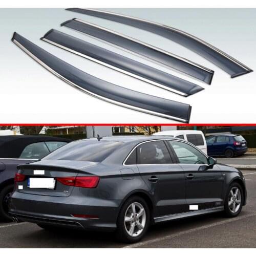 For Audi A3 Sedan 2013 2014 2015 2016 2017 2018 2019 Plastic Exterior Visor Vent Shades Window Sun Rain Guard Deflector 4pcs