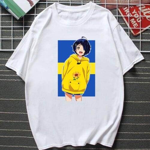 Anime Wonder Egg Priority Harajuku Short Sleeve Kawaii Print T-shirt Women Men Manga Tops Couples Tshirt Summer Cotton Tee