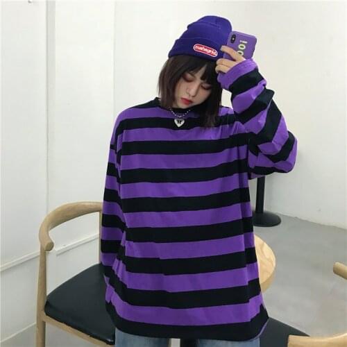 Women tshirt y2k Top undefined stripe o-neck Long sleeve harajuku aesthetic oversized Hip hop dropshipping streetwear clothes