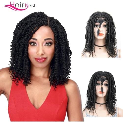 Hair Nest Diy Synthetic Hair Twist Lace Wigs Crochet Braided Box Braids Wigs Braided Lace Frontal Wigs Blonde Black Ombre