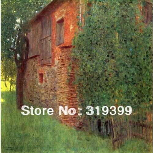 Gustav Klimt Oil Painting reproduction on Linen Canvas,Farmhouse in Kammer on Lake Attersee,Free shipping,Handmade,Museum