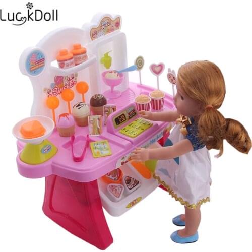 LUCKDOLL Ice Cream Car Fit 18 Inch American 43cm Baby Doll Clothes Accessories,Girls Toys,Generation,Birthday Gift