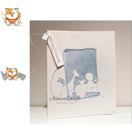 Driving Boy Giraffe Metal Cutting Dies Scrapbooking Stencil Decorative Embossing Craft Die Cuts Card Making New Dies For 2020