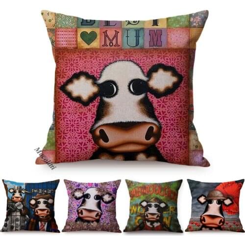 Lovely Comic Cushion Cover Wonder Cow Cartoon Decorative Throw Pillowcases Funny Creative Decoration For Home Sofa Car Covers