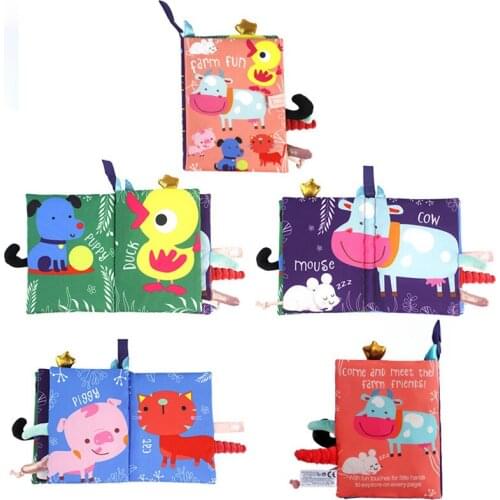 1pc Baby Soft Cloth Book Early Education Toys With Ringing Paper Tail Baby Enlightenment Puzzle Brain Toy For Baby Kids Fun Toy