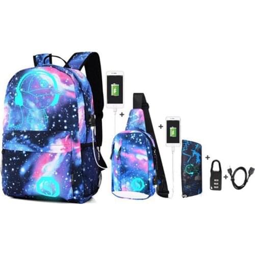 New 2021 Anti-theft Luminous School Bags for Boys and Girls Backpack with USB Charging Anime Backpack For Teenager Girls