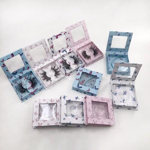 Newest Butterfly Square Lashes Case Eyelash Packaging Box for Natural Long 3D 5D Mink Eyelashes Empty Lash Boxes