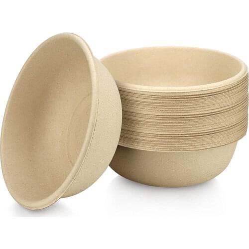 50 Piece Disposable Soup Bowls 100% Biodegradable Paper Bowls for hot Soups and Appetizers Household Food Containers