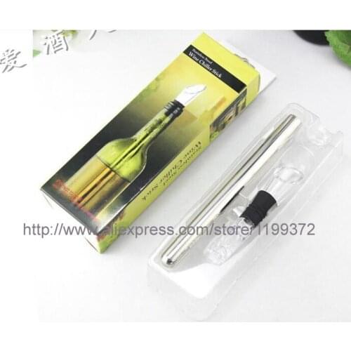200pcs/lot # Wine Chill Stick Stainless Steel Chiller Ice Cold Pourer Spout Bottle Freeze Freezer Chilling Cooling