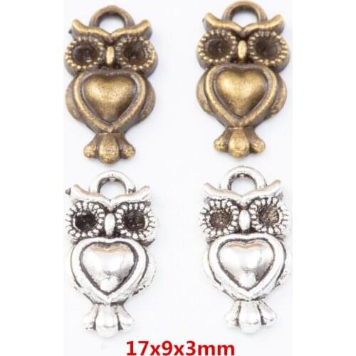 85 pieces of retro metal zinc alloy owl pendant for DIY handmade jewelry necklace making 7764