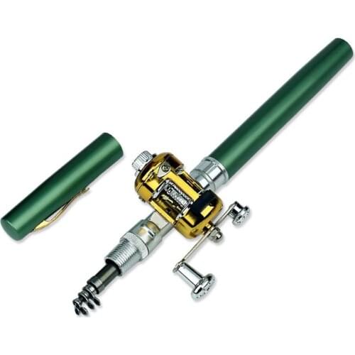 Portable Pocket Telescopic Mini Fishing Rod Pole Pen Shape Folded Fishing Rod With Reel Wheel For Outdoor River Lake Fishing Hot