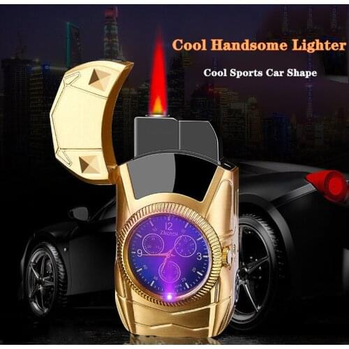 Cool Sports Car Shape Colorful Dial Red Flame Windproof Fashion Personality Lighter Cigar Smoking Accessories Gadgets For Men