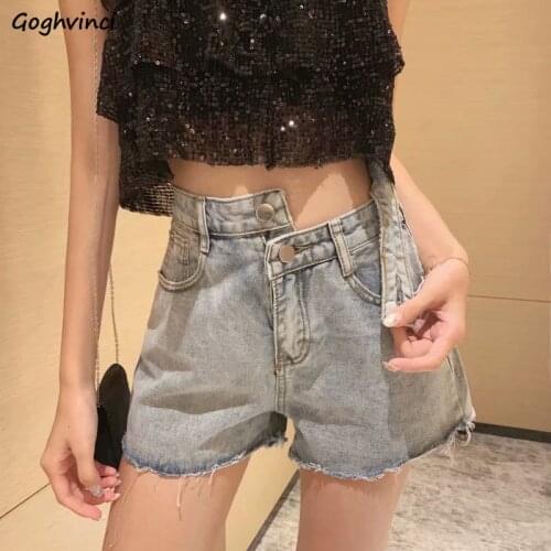 Shorts Women Summer Denim Wide-leg Buttons Fur-line Korean-style Slim All-match Hot Sexy Womens Fashion Ins A-line Chic Ulzzang