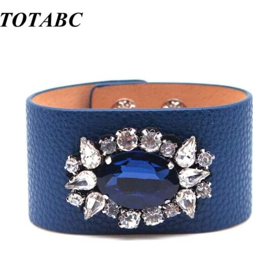 TOTABC New Charm Leather Bracelet Rhinestone Contracted And Generous Fashion Jewelry Bracelet & Bangles Pulsera