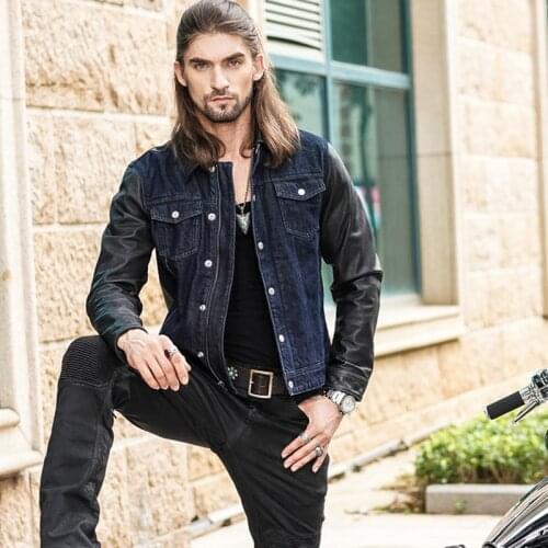 Uglybros Spring Autumn Windproof Denim And Cowhide Motorcycle Jacket Outdoor Riding Protective Equipment Mens Motocross Jersey
