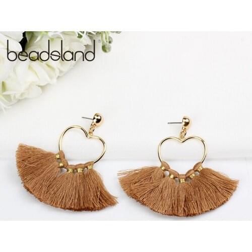 Beadsland Drop Earrings Thread Tassels Heart Desgin Fashion Hyperbole Women Girls Dancing Party Christmas Gift 39282