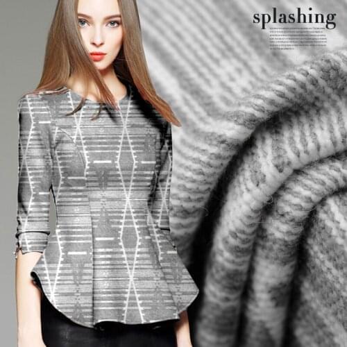 High - quality jacquard wool fabric meter gray jacquard woolen fabric dress skirt wool jacquard fabric wholesale wool cloth