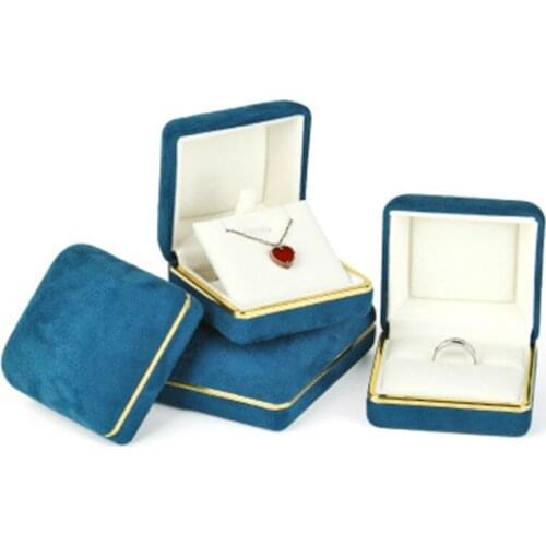 High-End Velvet Proposal Ring Box Jewelry Necklace Gift Gift Box Blue Jewelry Storage Box with Phnom Penh