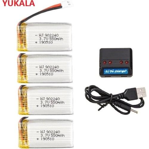 YUKALA 3.7V 550mAh Lithium Battery 902240 Gesture Sensor UFO Aircraft Four Axis Unmanned Aerial Vehicle Battery 3.7V550MAH