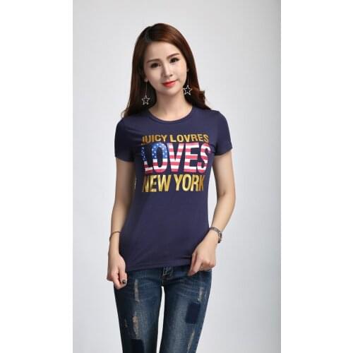 JUICY Lovers Brand Fashion Sporting Women T-Shirt Navy Blue Red White Sky blue Cotton Casual Shirts O-Neck Women Summer Tops