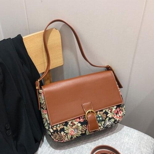 Retro Flower Embroidery Handbags for Women 2020 New Real Leather Shoulder Messenger Bag Ladies Fashionable Purses and Handbags