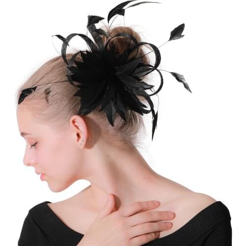 Fashion Fancy Feather Flower Fascinator Hat Women Elegant Bridal Headwear Hair Clips Accessories Ladies Female Chapeau Headband