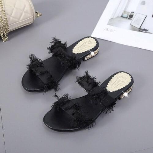 Sandals women 2021 low heels Sandals Open Toe women slippers non-slip Casual round Toe square heel shoes Girls shoes Plus Size42