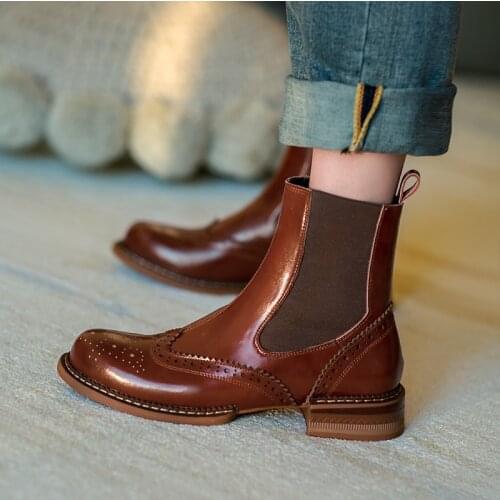 2021 Platform Heels Women Boots Genuine Leather Round Toe Winter Women Shoes Slip-on Short Boots Women Platform Shoes