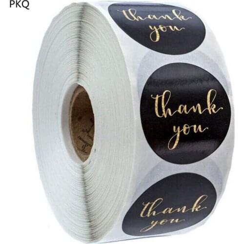 1 inch round black paper gold foil thank you Sticker 2.5cm circle label stickers round paper stickers for thank you