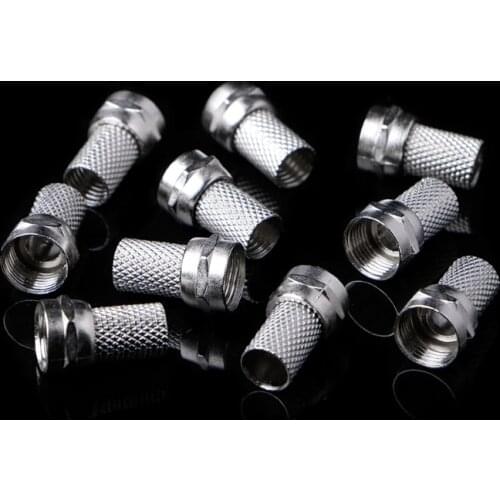 10 Pcs 75-5 F Connector Screw On Type For RG6 Satellite TV Antenna Coax Cable Twist-on
