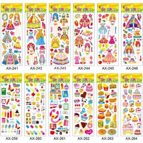 10Pcs Stickers Scrapbooking Kawaii Stationery Beauty Girl 3D Dress Up Sticker School Diary Decoration Raondom
