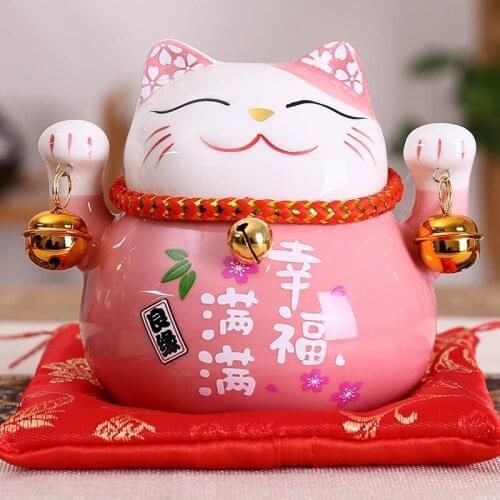 4.5 Inch Lucky Cat Piggy Bank Home Decor Ceramic Maneki Neko Statue Desk/Car Decorations With Gift Box