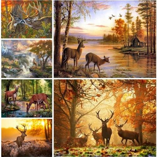 5D Diy Diamond Painting Deer Animal Rhinestone Inlaid Cross Stitch Elk Landscape Mosaic Handmade Decoration Can Be Customized