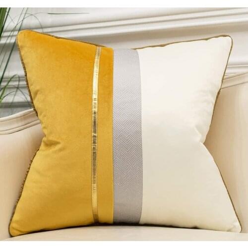 Contrast Color Velvet Pillowcase Gold Stripe skin-friendly Pillow Cover Living Room Bedroom Decorative Sleeping Pillow Case