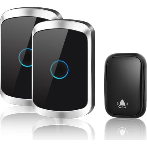 CACAZI Self-powered Waterproof Wireless Doorbell with No Battery EU US UK Plug Home Door Bell 0-60 Chime 1 2 button 1 2 Receiver