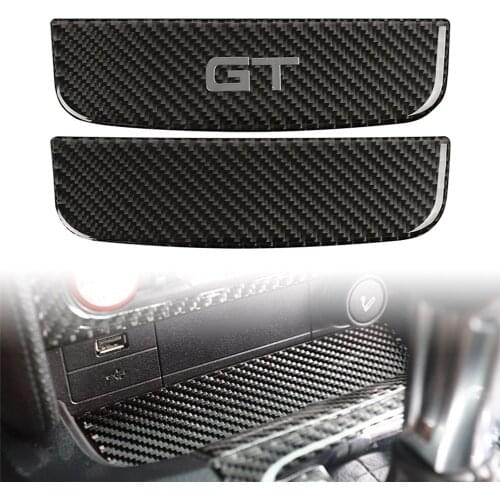 Carbon Fiber ABS Car Interior Storage Box Trim Cover For Ford Mustang 2015-2019