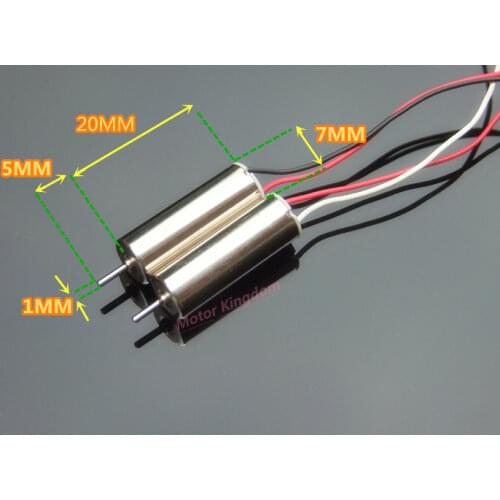 2pcs/lot 7mm*20mm Mini Coreless Motor DC 3.7V 55000RPM UltraHigh Speed Micro Hollow Cup Motor for RC Drone Aircraft Model