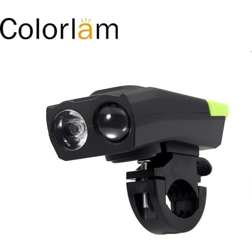 Colorlam 2000 mAh Double LED Smart Induction Bicycle Front Light Bike Head Light Lamp with Horn USB Rechargeable 6 Lighting Mode