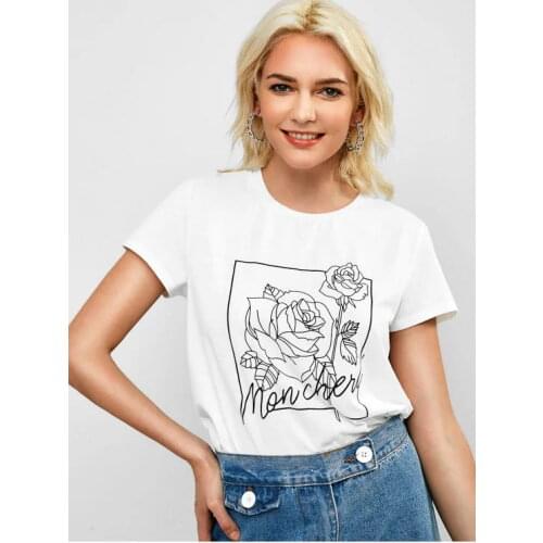 Mon cheri cotton rose T-Shirt camisetas aesthetic Fashion tumblr casual vintage women grunge cute graphic unisex tshirt top tee