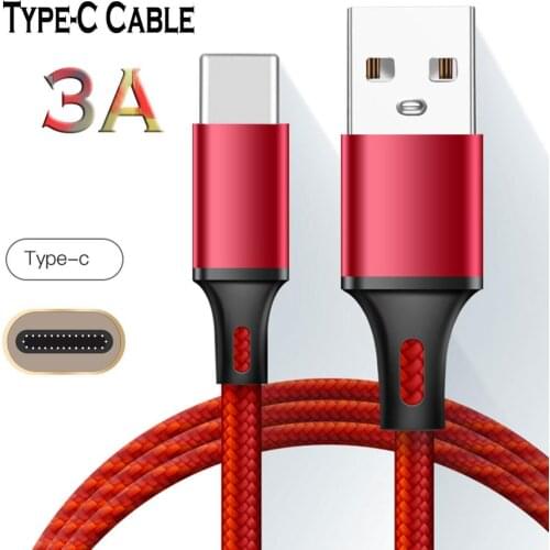 3A Nylon Type-C Cable 1.2m Fast Charging For Android Microusb Data Nylon Mobile Phone Braided type c Cable for Xiaomi MI 8 9