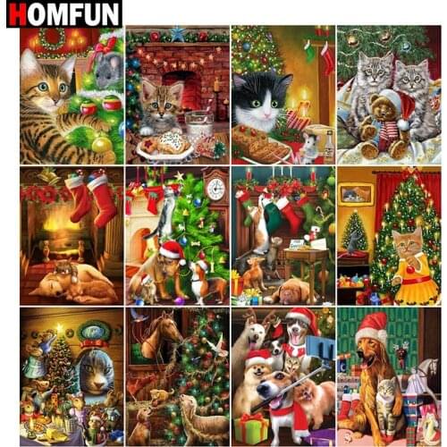 HOMFUN Full Square/Round Drill 5D DIY Diamond Painting "Christmas theme" Embroidery Cross Stitch 5D Home Decor Gift