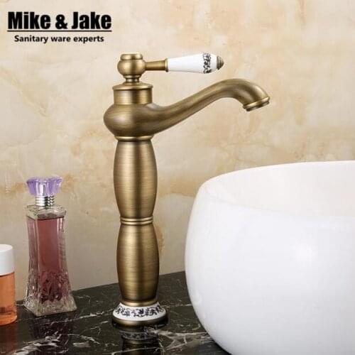 Ceramic antique Deck Mounted Single Handle Bathroom Sink Mixer Faucet Antique bronze high quality popularHot and Cold Water