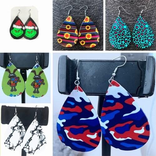 Earrings Sets St Patricks Day Mexican Fiesta Party Earrings Sombrero Gift PU Leather Sunflowers Camouflage Easter Earrings