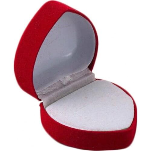 Ring Storage Box Exquisite Flocking Heart Shape Gift Jewelry Organizer for Engagement Gift Packaging Box Wedding Ring Display