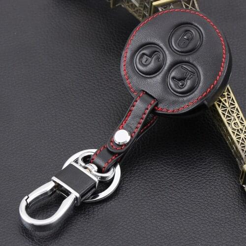 VCiiC Leather Car key cover case fits for MERCEDES benz Smart City Fortwo Roadster 3button remote key protect car accessories
