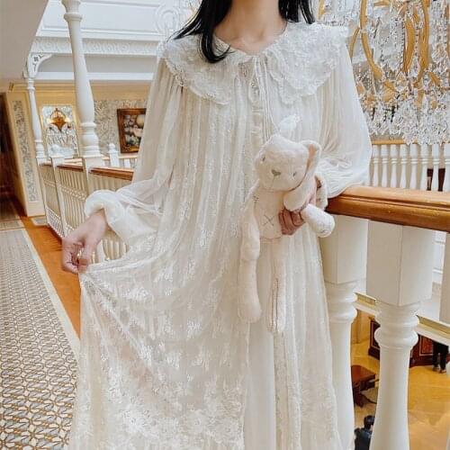 Robe Lace Nightgown Sets Dressing Gown Womens Two Piece Sleep Set Bridesmaid Nightgown