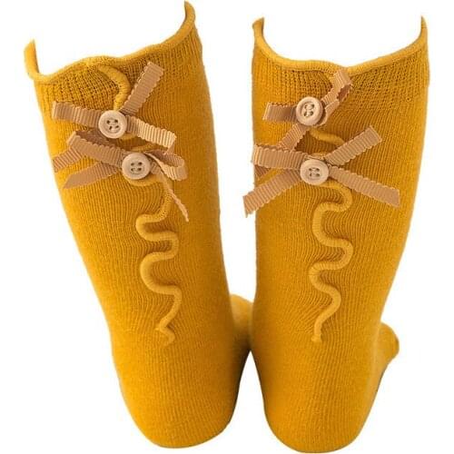 Pring autumn period 2019 new cotton socks knee high children agaric bowknot baby girl socks knee high bowket socks