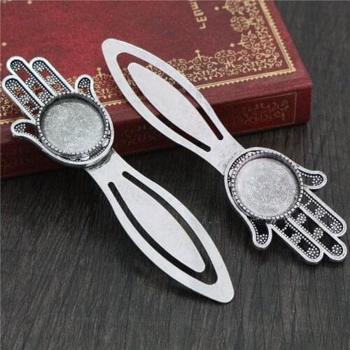New Fashion 2pcs 18mm Inner Size Antique Silver Plated Simple Style Handmade Bookmark Cabochon Base Cameo Setting (H1-05)