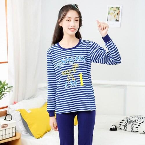 Autumn Cotton Sets Teens Pajamas Clothing Suit Childrens Clothing Cartoon Girls Sleepwear Pyjamas Kids for 12 14 16 18Year Suit