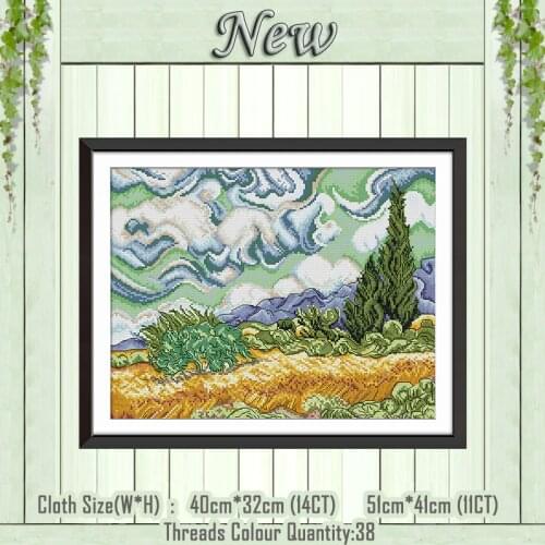 Under the sky scenery diy painting counted print on the canvas DMC 11CT 14CT kits Chinese Cross Stitch embroidery needlework Set